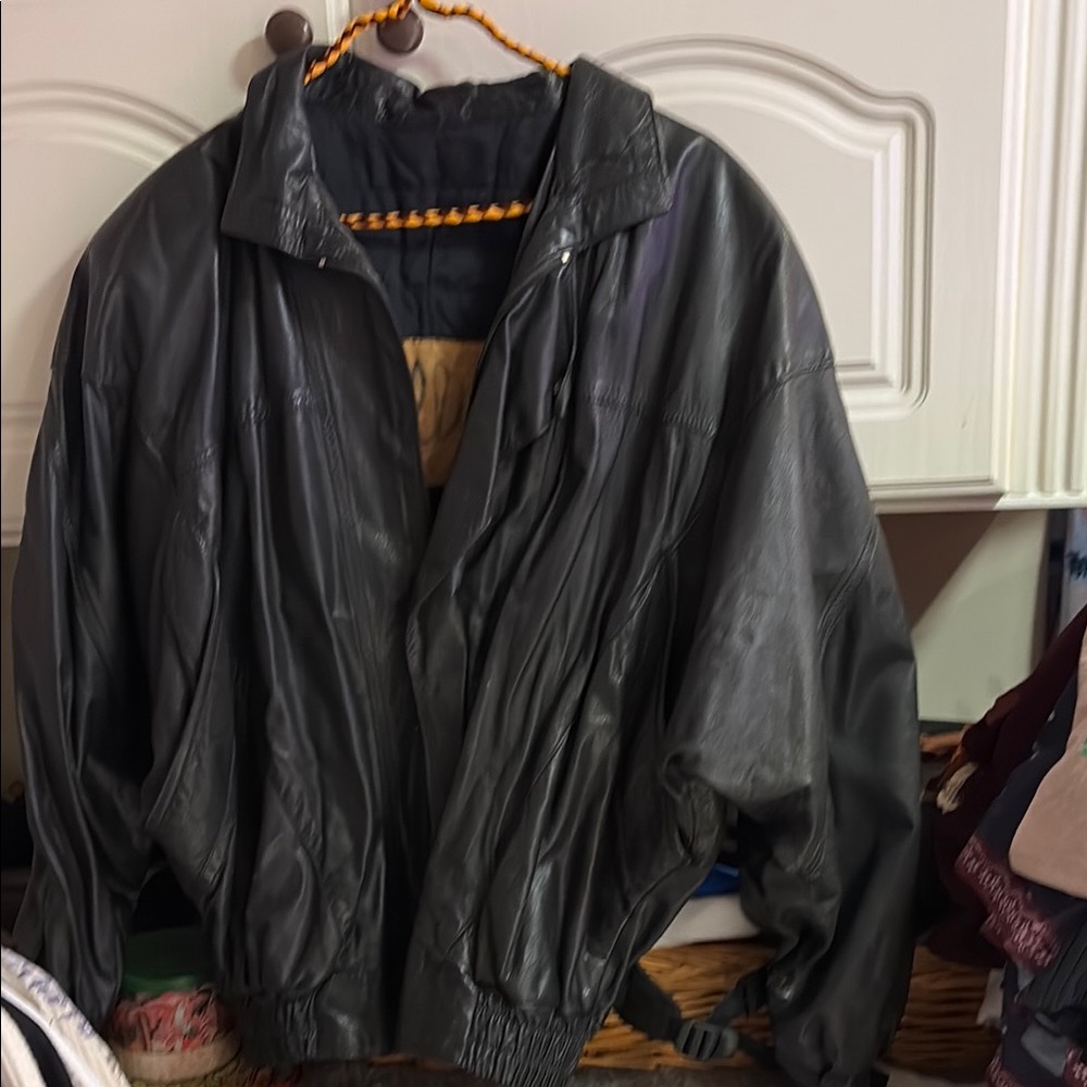 Pollini Men's Black Leather Jacket
